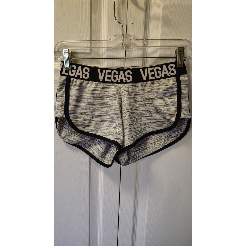 YME Women's Grey Space Dye Las Vegas Logo Elastic Waistband Dolphin Shorts Small
